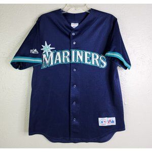 Vtg ken griffey seattle mariners medium patch jersey mens blue jersey majestic
